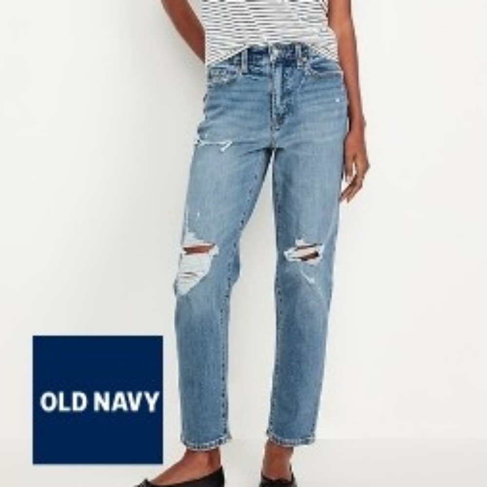 Old Navy Blue Distressed Ankle Jeans